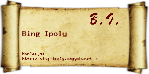 Bing Ipoly névjegykártya